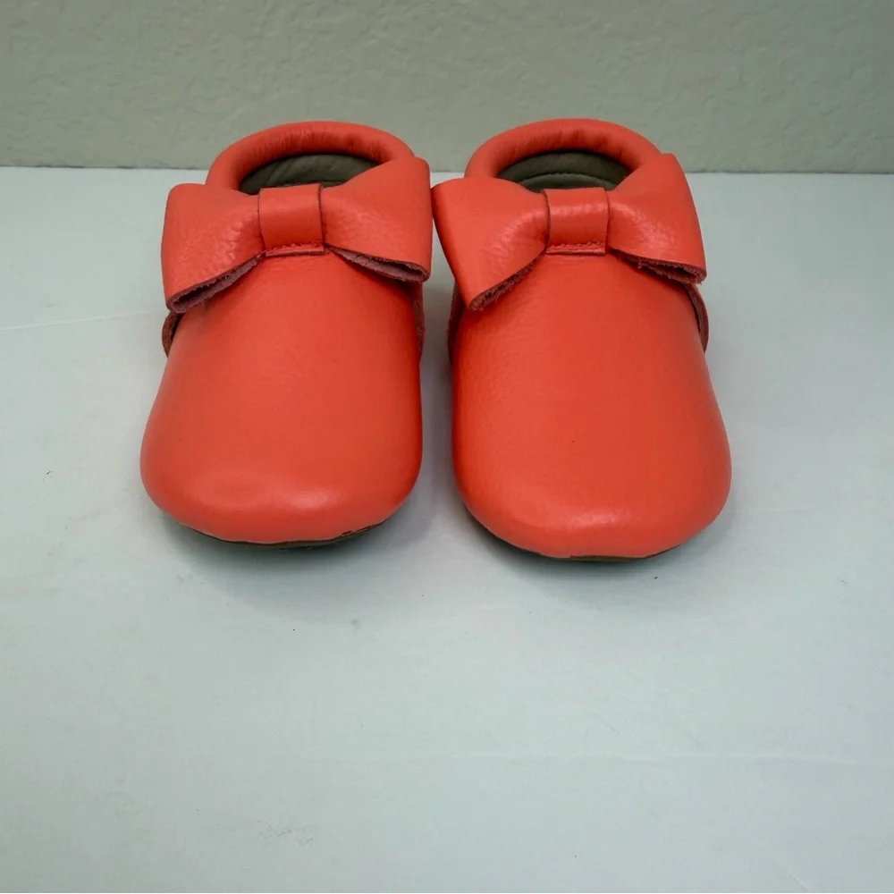 Monkey Feet Baby Leather Moccasins With Bow Shoes Size 12-18 Months